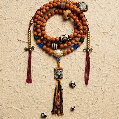 Guardian Bodhi Agate 108 Mala Beads Necklace