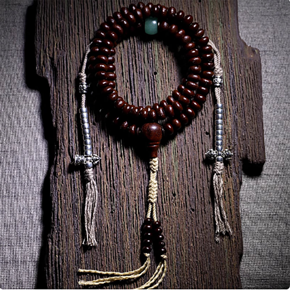 Guardian Dzi Aventurine Bodhi 108 Mala Beads Necklace