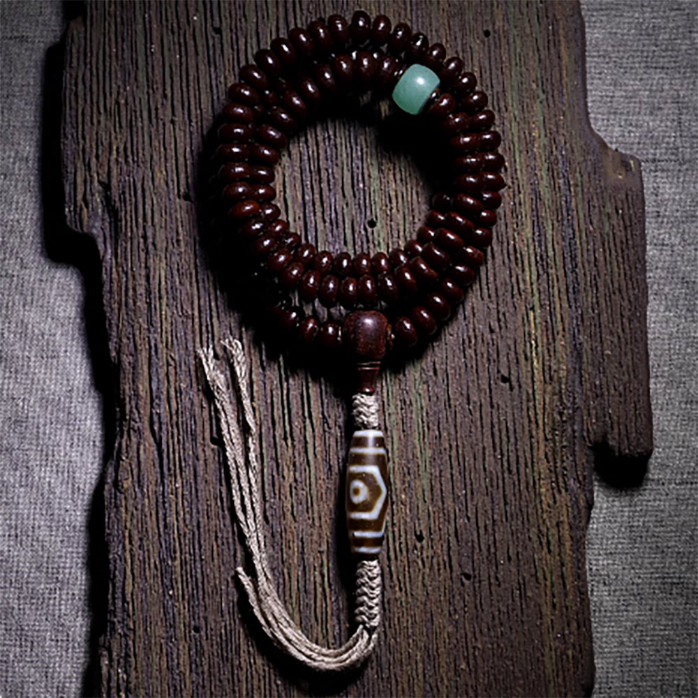 Guardian Dzi Aventurine Bodhi 108 Mala Beads Necklace