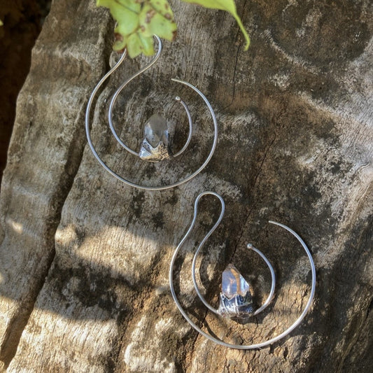 Celestial Blessing Clear Quartz Silver Earrings