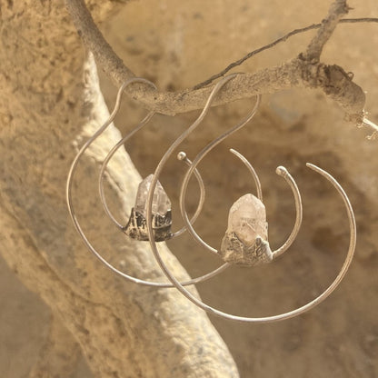 Celestial Blessing Clear Quartz Silver Earrings