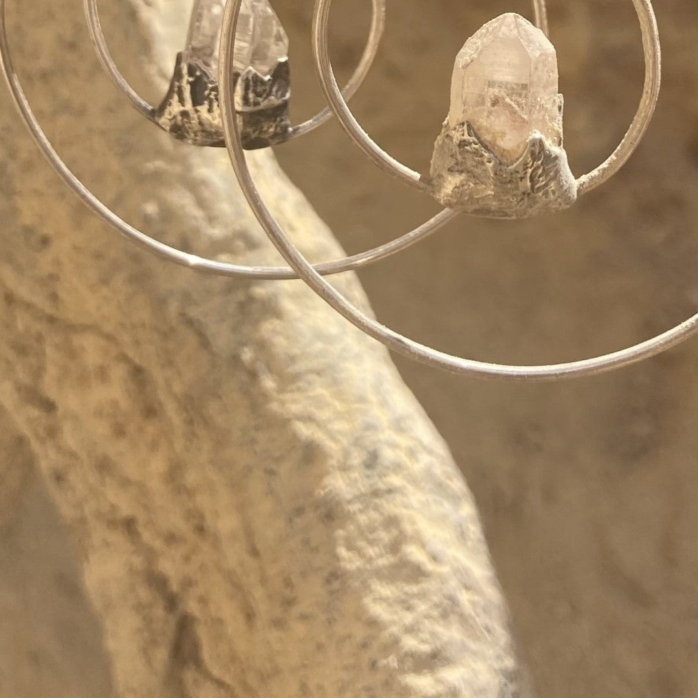 Celestial Blessing Clear Quartz Silver Earrings