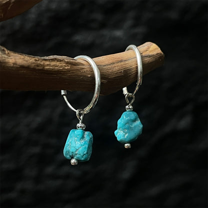 Turquoise Serenity Silver Hoop Earrings