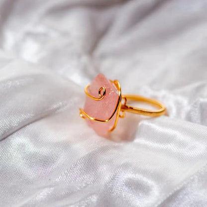 Embrace of the Heart Crystal Quartz Gold Rings