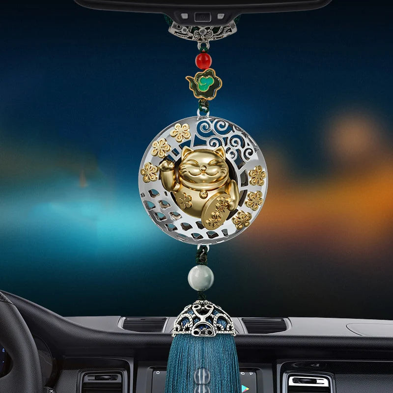 Lucking Cat Car Pendant High End Zhaocai Jinbao Interior  Men's Advanced Sense Rearview Mirror Hulu Feng Shui