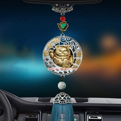 Lucking Cat Car Pendant High End Zhaocai Jinbao Interior  Men's Advanced Sense Rearview Mirror Hulu Feng Shui