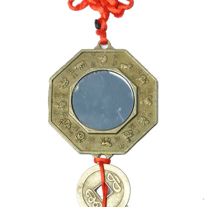 Lucky Chinese Zodiac Knot Feng Shui Qing Dynasty Five Emperors' Coins Bagua Mirror Taoist Talisman Energy Home Decoration Orname