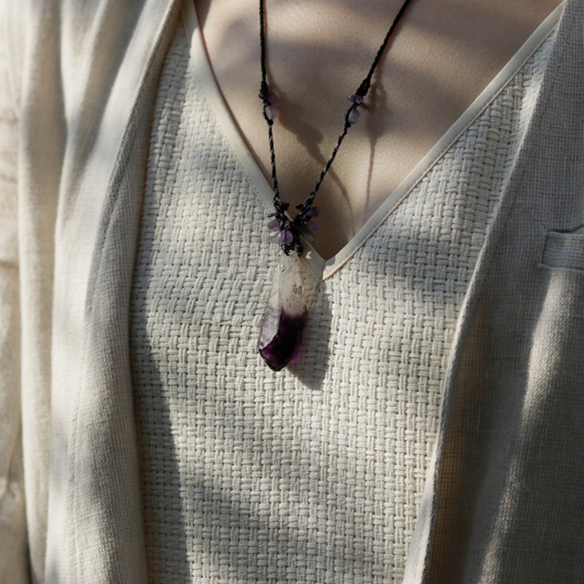 Profound Spirit Connection Amethyst Scepter Hand-woven Pendants