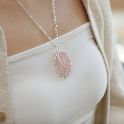 Eternal Love Rose Quartz Sterling Silver Pendants