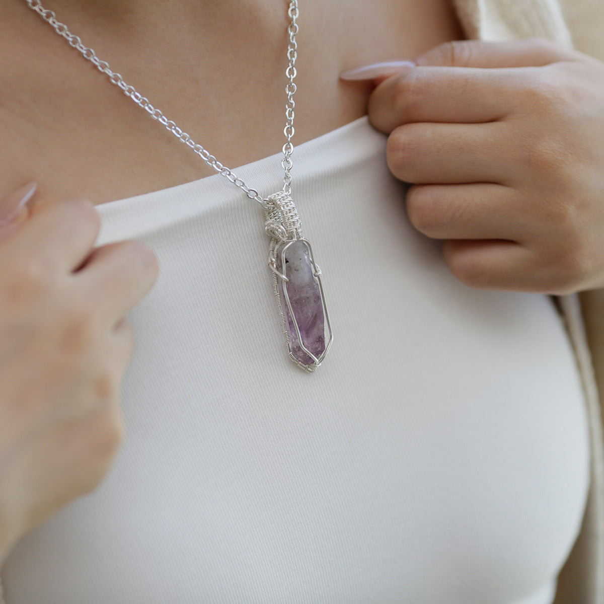 Love Energy Amethyst Silver Pendants