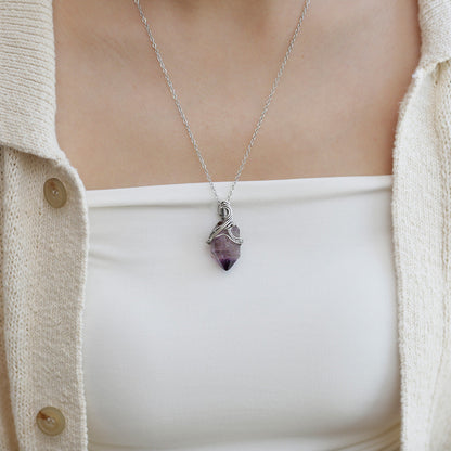 Spiritual Path Enlightenment Amethyst Silver Pendants