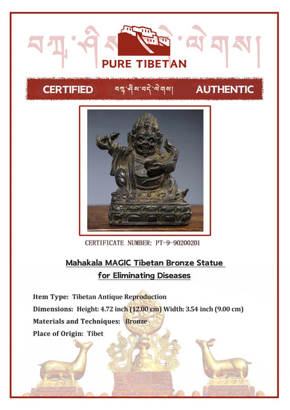 Mahakala MAGIC Tibetan Bronze Statue for Eliminating Diseases