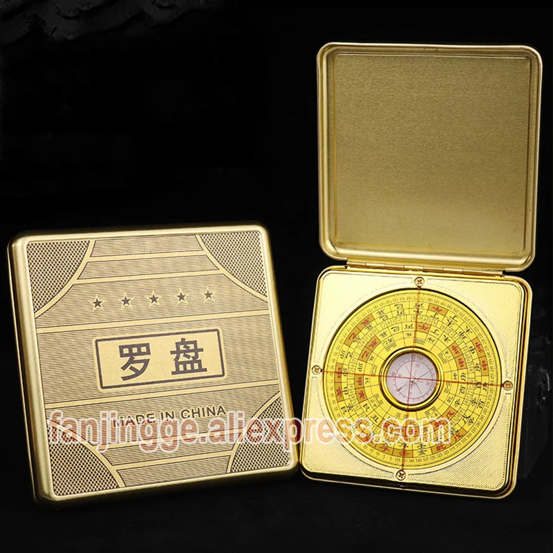 Metal Feng shui Luopan Compass Blessed Lucky Mascot Square LuoJingYi High Precision Professional Master Supplies Home Decoration