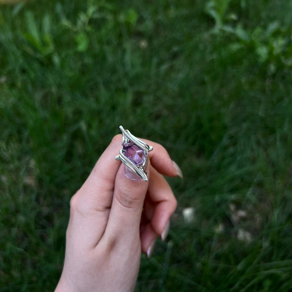 Harmony Insight Shine Amethyst Sterling Silver Crystal Rings