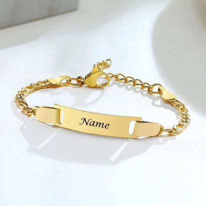 Personalize Baby Name Bracelets Non Allergy Stainless Steel Infant Baptism Bangle Jewelry Custom Boy Girl Family Love Gifts