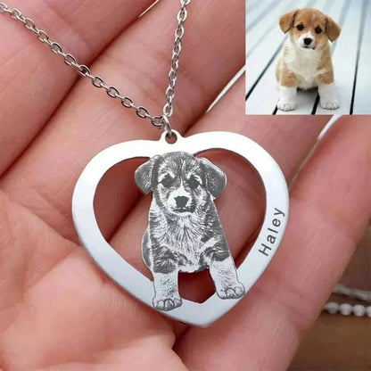 Personalized Pet Photo Necklace Engraved Pets Pendant Gifts Handmade Custom Dog Cat Keychain Memory Jewelry Picture Pendants