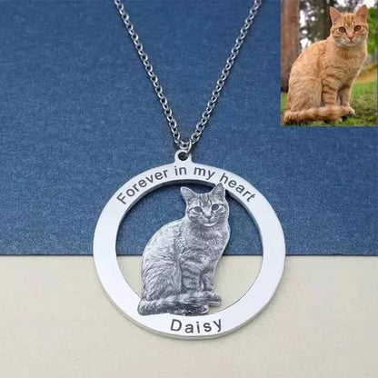 Personalized Pet Photo Necklace Engraved Pets Pendant Gifts Handmade Custom Dog Cat Keychain Memory Jewelry Picture Pendants