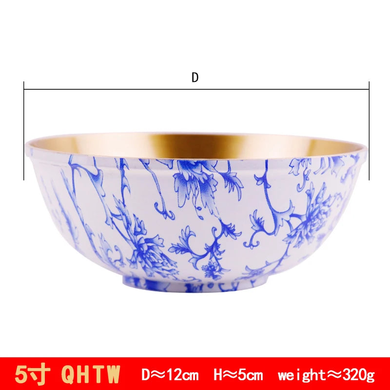 Pure copper thickened blue and white copper bowl tableware ornaments home rice bowl home furnishings