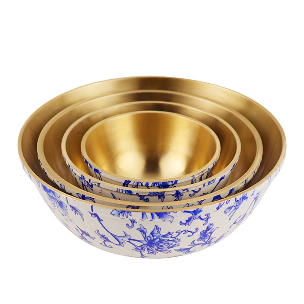 Pure copper thickened blue and white copper bowl tableware ornaments home rice bowl home furnishings