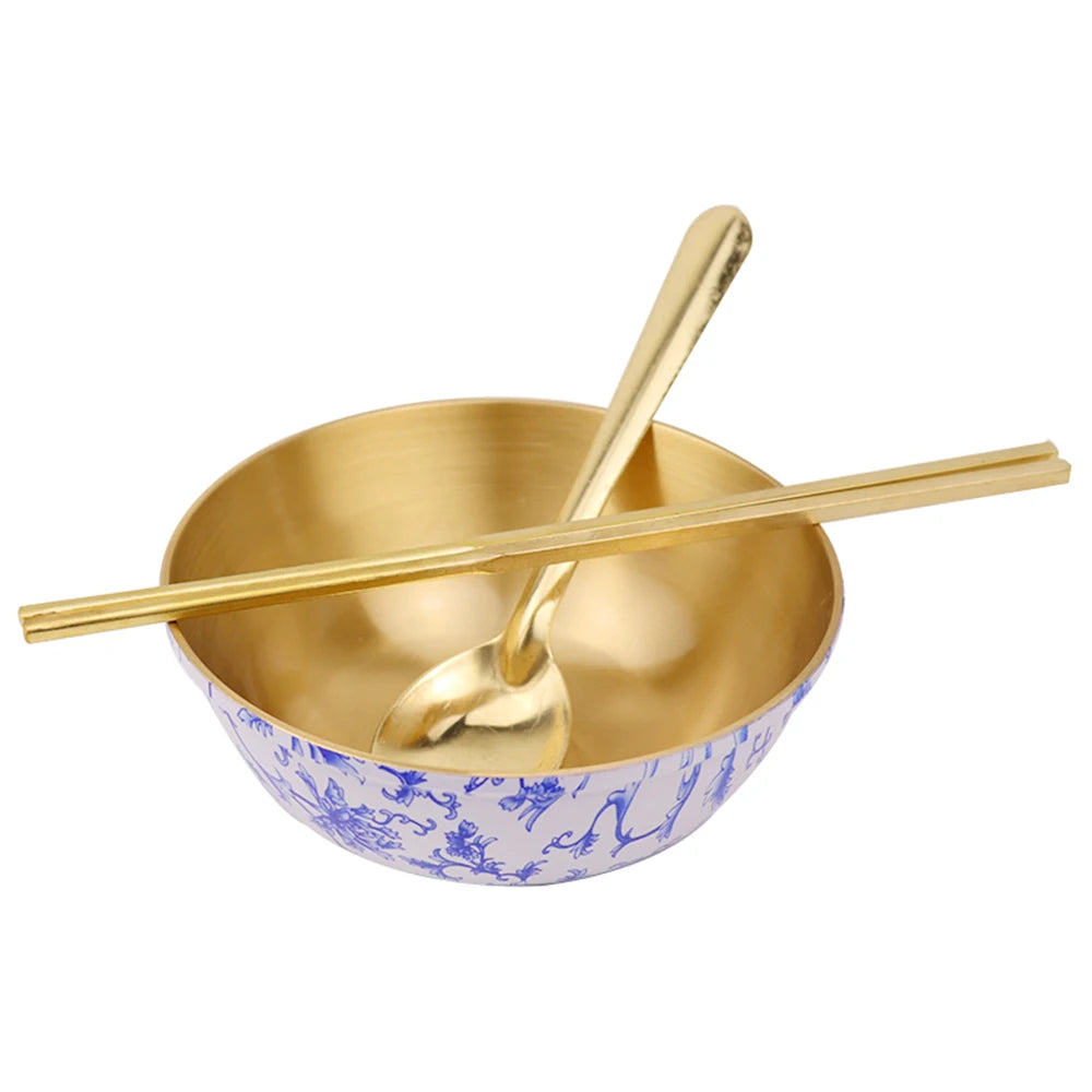 Pure copper thickened blue and white copper bowl tableware ornaments home rice bowl home furnishings