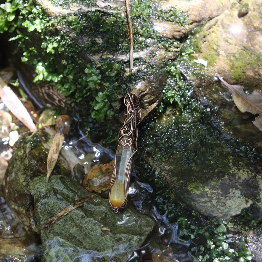 Sanctuary of Calm  Protective Energy Gemstone Wire Wrapped Pendant