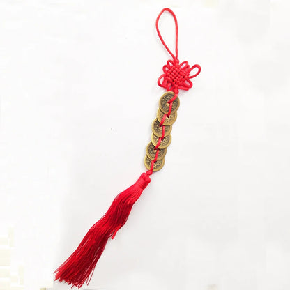 Red Chinese Knot Feng ShuI Lucky Charm Protection Ancient I CHING Coins Prosperity Good Fortune Home Car Decor Decorations