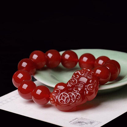 Red Agate Pixiu Bracelet - Preserve Wealth