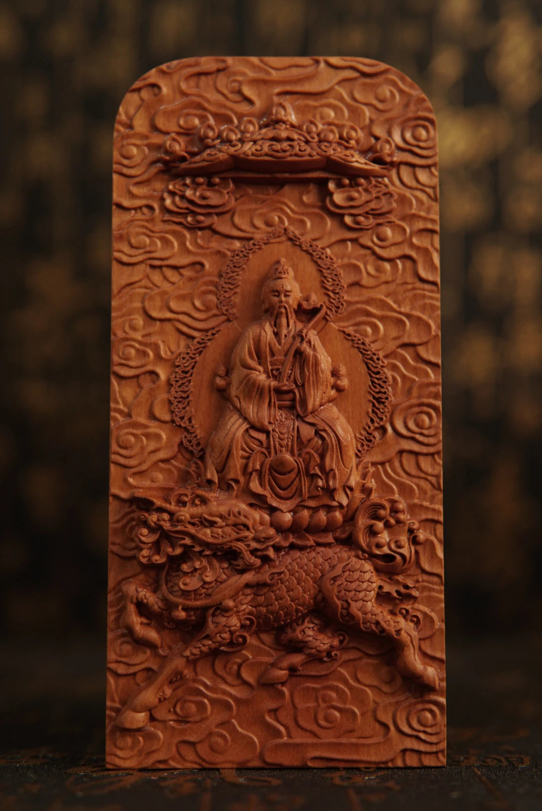 Old jujube wood, Lei Zu - nine days Ying Yuan Lei Sheng Pu Hua Tianzun token, relief Lei Zun statue