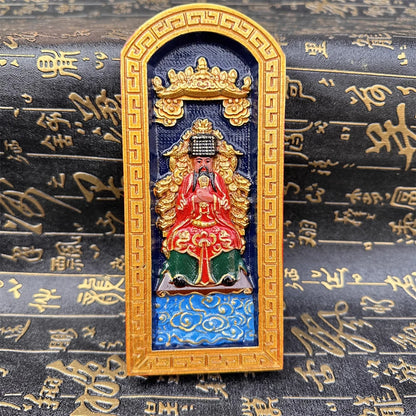 Jujube wood relief carving, hand-painted, the Jade Emperor statue token, Taoist supplies