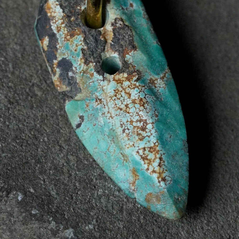 Defended Wealth Shield Unique Raw Turquoise Pendant