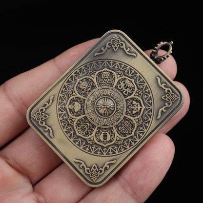 Shakyamuni Buddha Tibetan Thangka Pendant with Eight Auspicious Tibetan Signs Shell