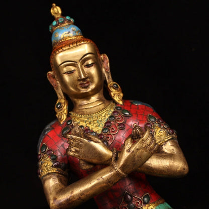 Shakyamuni SPIRIT Tibetan Statue for Eliminating All Disasters  Handmade inlay gem Painted outline