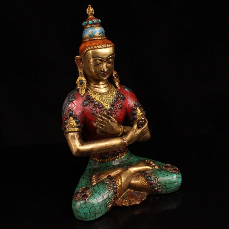 Shakyamuni SPIRIT Tibetan Statue for Eliminating All Disasters  Handmade inlay gem Painted outline