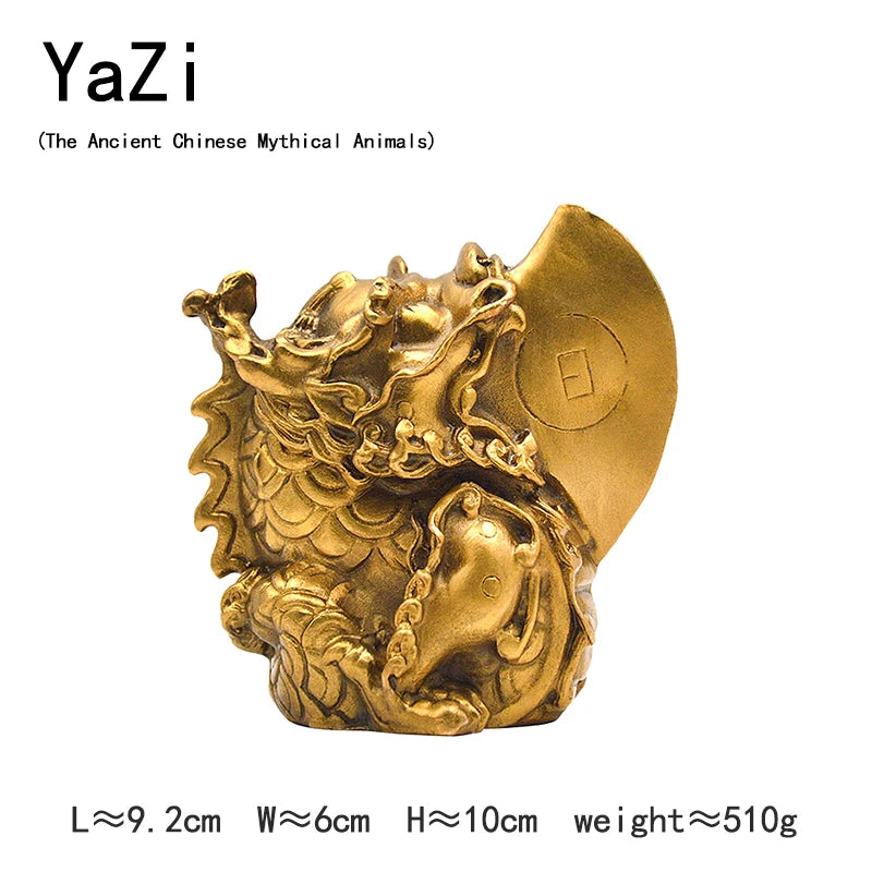 Son of  Chinese Dragon yazi Sun Moon Beast Brass copper Fengshui home decoration ornaments