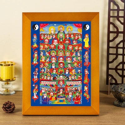 Taoist all God pictures, wooden frame ornaments, hanging paintings,  Exquisite religious feng shui ornaments