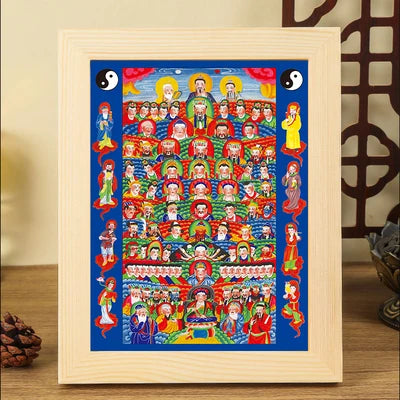 Taoist all God pictures, wooden frame ornaments, hanging paintings,  Exquisite religious feng shui ornaments