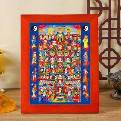 Taoist all God pictures, wooden frame ornaments, hanging paintings,  Exquisite religious feng shui ornaments