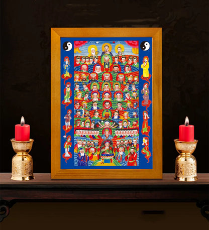 Taoist all God pictures, wooden frame ornaments, hanging paintings,  Exquisite religious feng shui ornaments