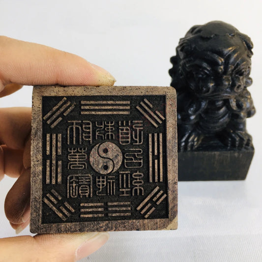 Taoist articles, Taoist seal, Taoist seal, eight trigrams ten thousand gods dao jing Shibao, lion seal, ebony