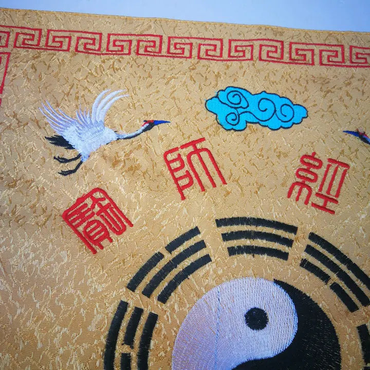 Taoist articles, jacquard materials, sutra cover, the Eight Diagrams red-crowned crane diagram, Taoist Scripture cloth