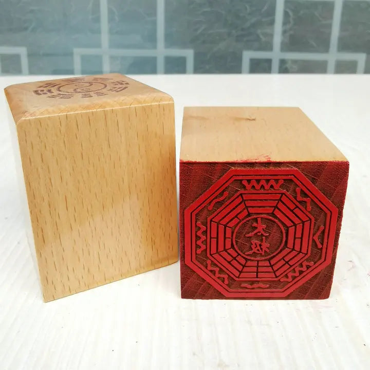 Taoist articles, seal, seven star Taiji, eight trigrams seal, Taoist magic weapon, 5 cm seal, peach wood single side seal