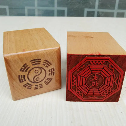 Taoist articles, seal, seven star Taiji, eight trigrams seal, Taoist magic weapon, 5 cm seal, peach wood single side seal