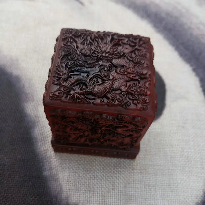 Taoist artifact, lightning stroke jujube wood, Jiulong relief jade seal, custom-made seal