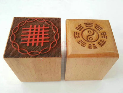 Taoist magic tools,  Single side peach wood seal- cordage seal,  zhidu zongshe Order seal