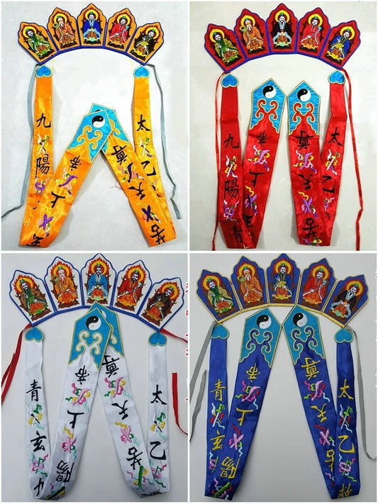 Taoist magic weapon, embroidery, five square crown, Taoist hat, Gaogong hat, five old crown, Taoist supplies five old crown