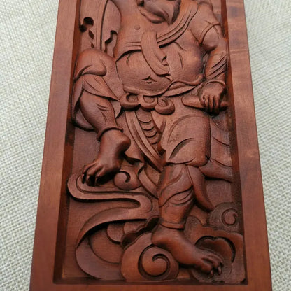 Taoist magic weapon, lightning stroke jujube wood relief, Thunder God, Lei Gong, Lei Zhenzi token