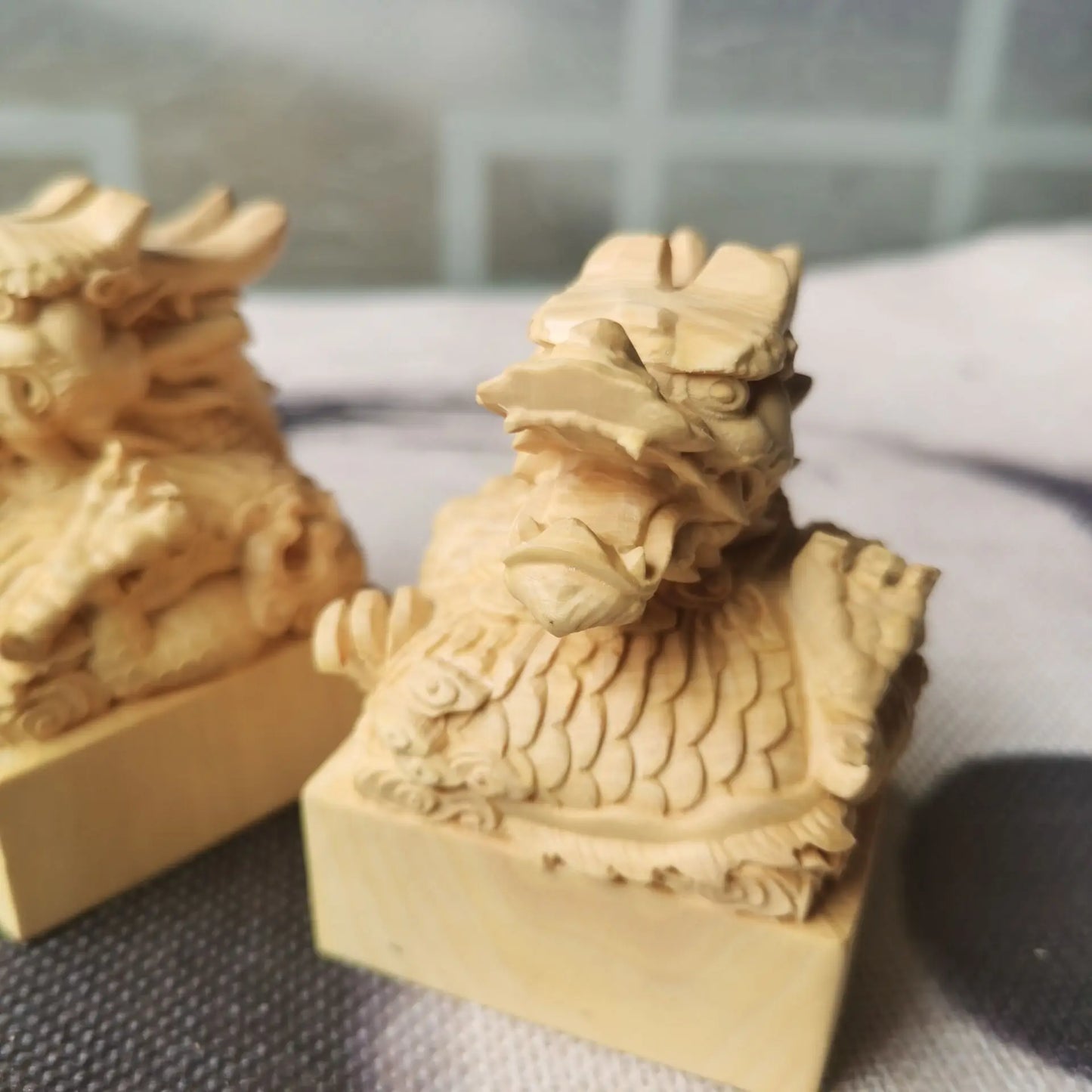 Taoist magic weapon, seal, boxwood dragon head Taoist Scripture seal, Taoist crafts