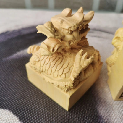 Taoist magic weapon, seal, boxwood dragon head Taoist Scripture seal, Taoist crafts