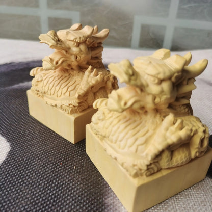 Taoist magic weapon, seal, boxwood dragon head Taoist Scripture seal, Taoist crafts