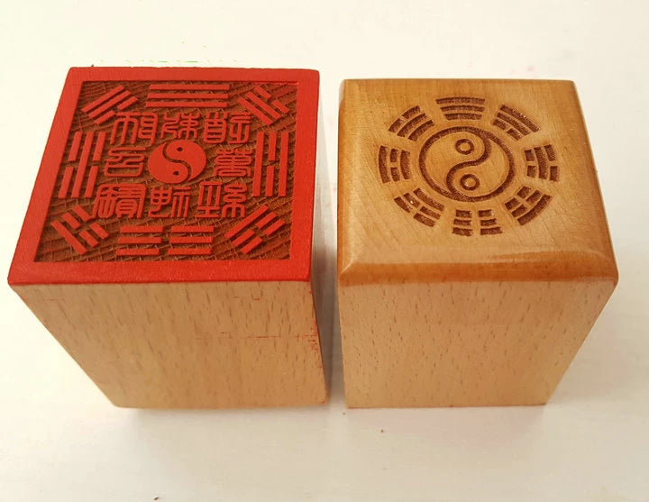 Taoist magic weapon, seal, single side peach wood seal, Taoist master's seal, Taiji eight trigrams seal